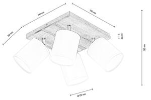 Spot de tavan Spot-Light DO56844474 APRILLIA 4xE27/25W/230 stejar/alb