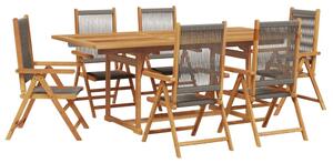 Set mobilier de grădină 7 piese polipropilenă gri/lemn masiv