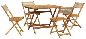 Set mobilier de grădină 5 piese polipropilenă bej/lemn masiv