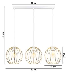 Lustră pe cablu MATT 3xE27/60W/230V albă/aurie