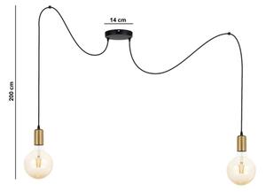 Lustră pe cablu MIROS 2xE27/60W/230V neagră/aurie