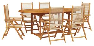Set mobilier de grădină 7 piese polipropilenă bej/lemn masiv