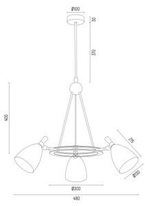 Lustră pe tijă CHARLOTTE 3xE27/15W/230V albă/aurie Argon 6148