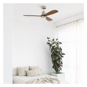 FARO 33518DC - Ventilator de tavan LED LANTAU, 15 W, 230 V, crom/lemn + telecomandă
