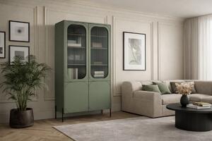 Vitrină cu patru uși Sonatia 100 cm - verde măsliniu
