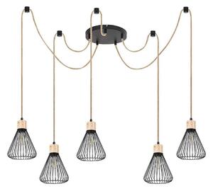 Lustră pe cablu FARFALLE 5xE27/40W/230V neagră/fag Rabalux 3150