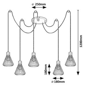 Lustră pe cablu FARFALLE 5xE27/40W/230V neagră/fag Rabalux 3150