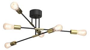 Lustră pe tijă FLAME 6xE27/60W/230V neagră/aurie