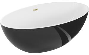 Mexen Nike, cadă de sine stătătoare 175 x 100 cm, alb-negru, preaplin auriu mat, 54071751075-55