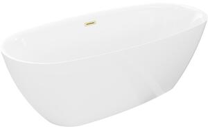 Mexen Luvo Slim, cadă de baie independentă 170 × 75 cm, alb lucios, preaplin auriu mat, 52801707500-55