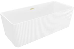 Mexen Nila, cadă de baie independentă cu caneluri 170 × 75 cm, alb lucios, preaplin auriu mat, 52841708000-55