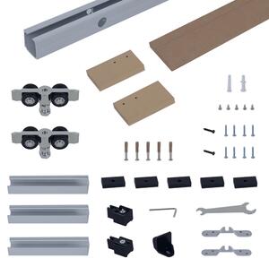 HOMCOM sina cu set de accesorii pentru usi glisante din lemn rustic | Aosom Romania