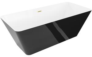 Mexen Velo Slim, cadă de baie independentă 170 × 75 cm, alb lucios, preaplin auriu mat, 52811707500-55