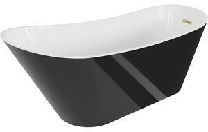 Mexen Alta, cadă de sine stătătoare 170 x 75 cm, alb-negru, preaplin auriu mat, 52141707575-55