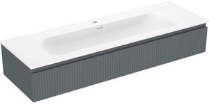 Mexen Rivel, mobilier baie 140 cm cu lavoar Vela, 1 sertar, canelat, grafit mat/alb mat, 91A20-14023-1-BF66-W23M0