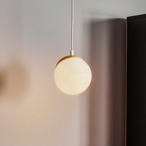 Eko-Light Lampă suspendată Sfera 1 bec sticlă/lemn deschis, reglabil, Alb, Camera de zi / sufragerie, Sticlă, Modern, glob