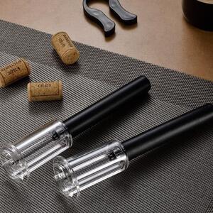 Tirbuson practic Pufo pentru sticle de vin cu presiune de aer, desfacator modern, 19.5 cm, negru