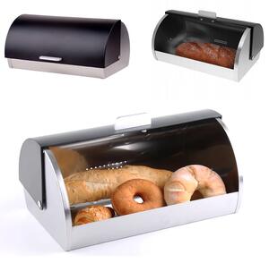 Cutie metalica pentru depozitat paine si produse de patiserie, 39 x 25 cm, negru/argintiu