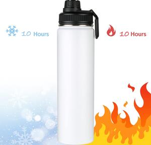 Sticla termos metalica Pufo Camping pentru bauturi, izoterm, 500 ml, alb
