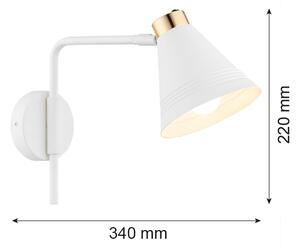 Lampă de perete AVALONE 1xE27/15W/230V 34 cm albă/aurie Argon 8006