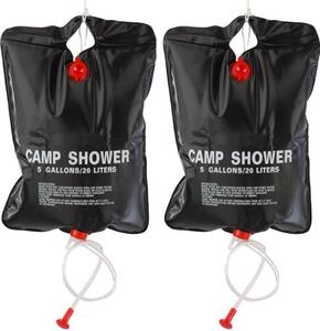 Set 2 x Dus solar pentru camping, PVC, reglabil, capacitate 20 litri