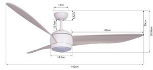 Ventilator LED de tavan Lucci air 512911 AIRFUSION LED/20W/230V lemn/alb + telecomandă
