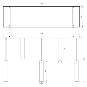 Lustră pe cablu RAITO 8xGU10/8W/230V alamă