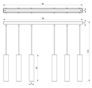 Lustră pe cablu RAITO 6xGU10/8W/230V alamă