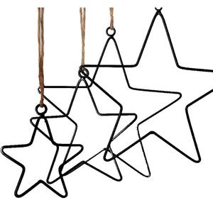 Decoratiune de Craciun suspendata BLACK STARS, set 4 buc