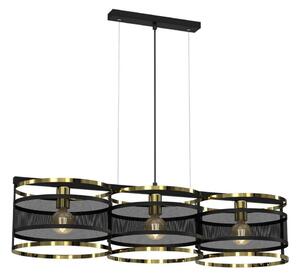 Lustră pe cablu RIM 3xE27/60W/230V neagră/aurie