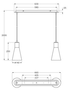 Fabas 2753/46/138 -Lustra pe cablu DIANA 2xE27/60W/230V