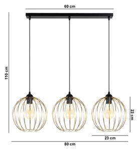Lustră pe cablu MATT 3xE27/60W/230V neagră/aurie