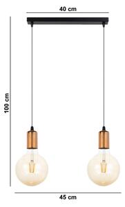 Lustră pe cablu MIROS 2xE27/60W/230V neagră/cupru