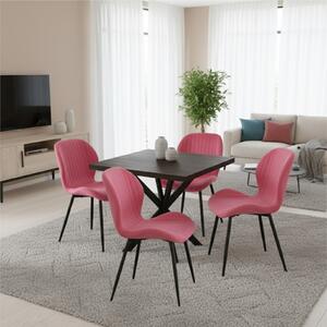 Set Masă fixă Pătrată Tania X Wenge cu 4 Scaune Opal Roz 2