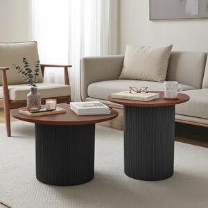 Set 2 Masute Cafea Rotunde Dalmma MDF Finisaj Nuc-Negru