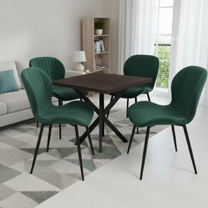 Set Masă fixă Pătrată Tania X Wenge cu 4 Scaune Opal Verde