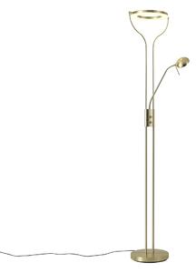 Lampa de podea moderna aurie cu brat de citit incluzând LED si dimmer - Divo