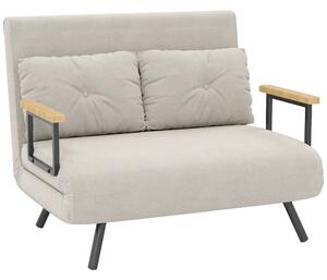 HOMCOM Canapea Pat de 2 Locuri cu Spătar Reglabil pe 5 Nivele și 2 Perne din Material Capitonat, 102x73x81 cm, Negru | Aosom Romania