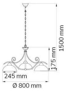 Lustră pe lanț LACCHINO 3xE27/60W/230V Wofi 5128.03.09.0000