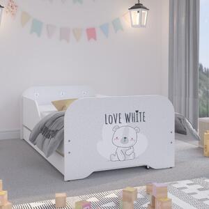 Pat de calitate pentru copii cu motiv ursuleț LOVE WHITE 140 x 70 cm