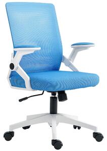 Vinsetto Scaun Ergonomic Reglabil pe Înălțime cu Cotiere de Ridicare, Scaun de Birou Pivotant din Poliester, 54x54x89-99 cm, Albastru | Aosom Romania