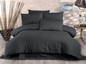 Lenjerie de pat gri antracit din bumbac satinat pentru pat dublu 200x200 cm Lilyum – Mijolnir