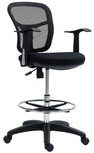 HOMCOM Scaun de Birou Rotativ cu Inel pentru Sprijinirea Picioarelor și Spătar Curbat, 55x58x94 cm, Negru | Aosom Romania