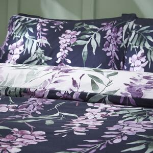 Lenjerie albă/violet pentru pat de o persoană 135x200 cm Wisteria - Catherine Lansfield