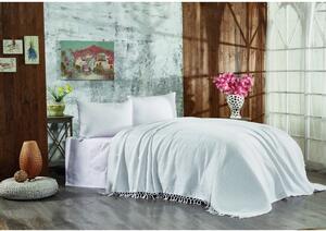 Cuvertură albă din bumbac pentru pat dublu 220x240 cm Lotus – Mijolnir