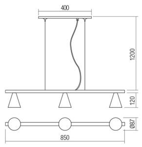 Lustră pe cablu ZUMA 3xGU10/15W/230V neagră/aurie Redo 01-2218