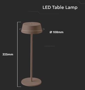 Lampă LED de birou, exterior, reglabilă, tactilă, reîncărcabilă, 2W, IP54, maro