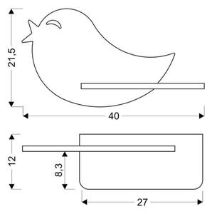 Aplică LED cu raft pentru copii BIRD LED/5W/230V roz/lemn