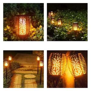 Lampa solara decorativa, efect de flacara, set 4 bucati, baterie 3,7 V, autonomie 10 ore