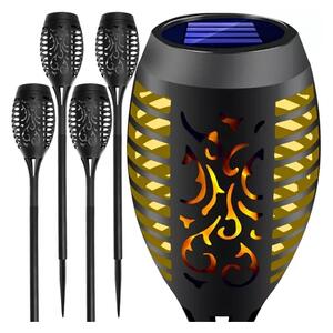 Lampa solara decorativa, efect de flacara, set 4 bucati, baterie 3,7 V, autonomie 10 ore
